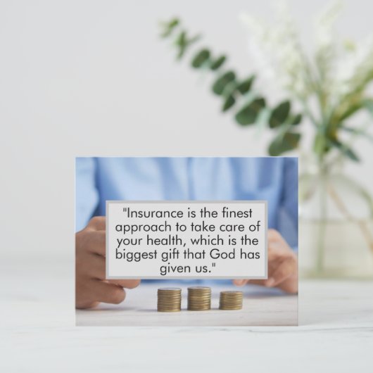 Verkrijg nu verzekering in het belang van je leven briefkaart (Staand voorkant)