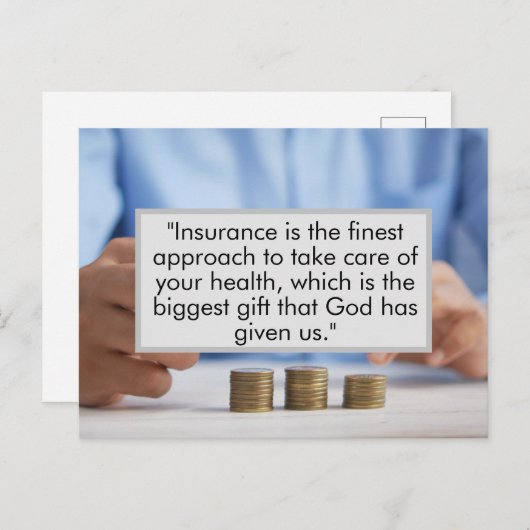 Verkrijg nu verzekering in het belang van je leven briefkaart (Voorkant / Achterkant)