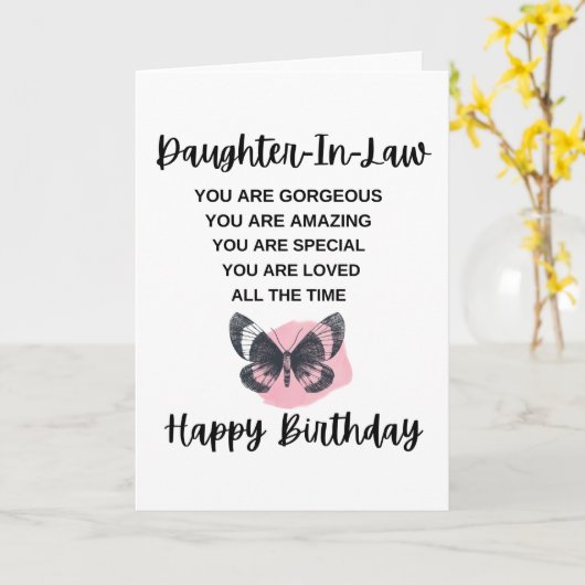 verkuilde vlinder met bericht op de dag van de geb kaart (Gele Bloem)