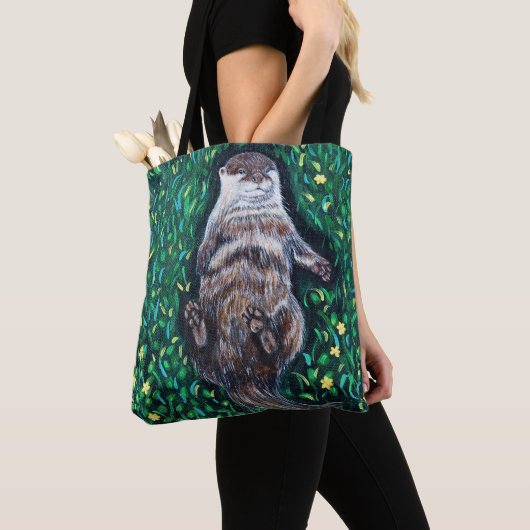 Verlaagd Otter-schilderen van de rivier Tote Bag (Dichtbij)