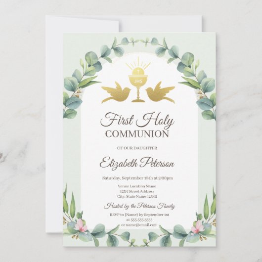 Verlaat Chalice Eerste Heilige Communie Kaart (Voorkant)