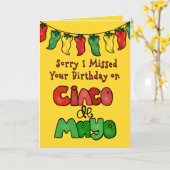 Verlaat Cinco de Mayo Verjaardag, kleurrijke Jalap Kaart (Gele Bloem)