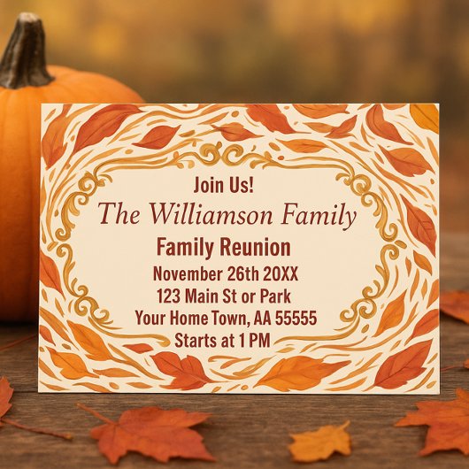 Verlaat de Autumn Family Reunion Invitation Kaart