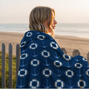 Verlaat de Navy Boot Anker + Reddingsring  Fleece Deken