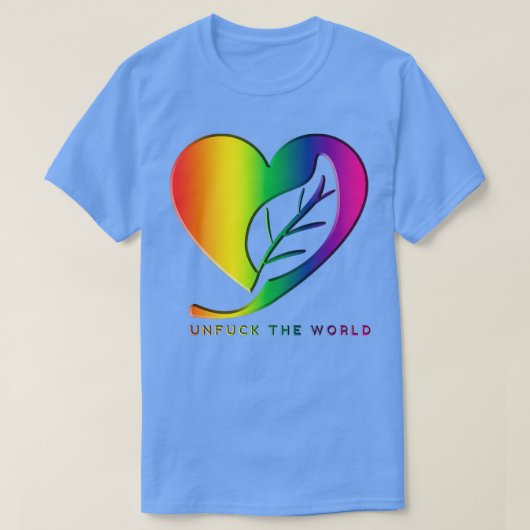 Verlaat de wereld met regenboogverlof t-shirt (Design voorkant)