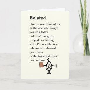 Verlaat een grappig verlaat gelukkig verjaardagsge kaart