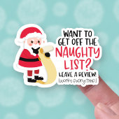 Verlaat een Review Funny Santa List kerstbusiness Sticker