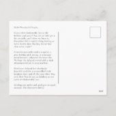 Verlaat feestvreugde, late groeten dit jaar feestdagenkaart (Achterkant)