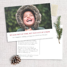 Verlaat feestvreugde, late groeten dit jaar feestdagenkaart