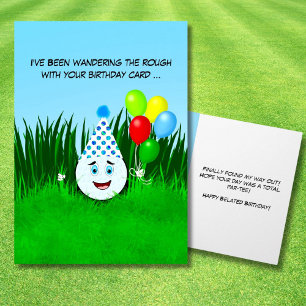 Verlaat Happy Birthday Funny Golf Ball in Rough Kaart