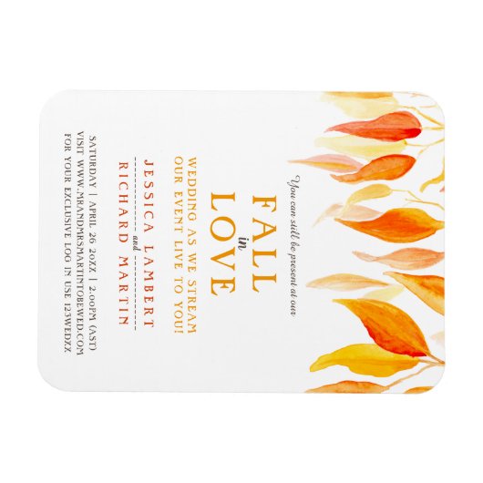 Verlaat herfst uit liefde bruiloft die oranje stre magneet (Horizontaal)