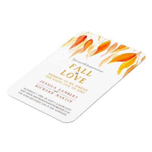 Verlaat herfst uit liefde bruiloft die oranje stre magneet (Linkerzijde)