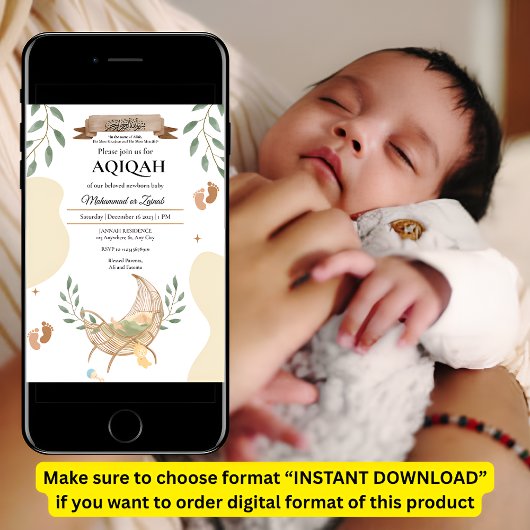 Verlaat Herfstwieg Unisex Baby Aqiqah Moslim Kaart