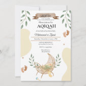 Verlaat Herfstwieg Unisex Baby Aqiqah Moslim Kaart (Voorkant)
