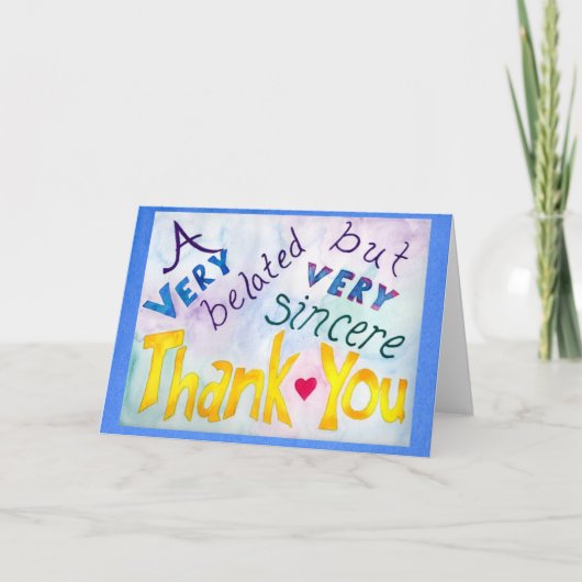 Verlaat maar oprecht bedankt kaart blauw (Voorkant)