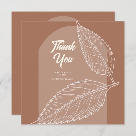 Verlaat Mocha Wedding Dank u kaarten (Voorkant / Achterkant)