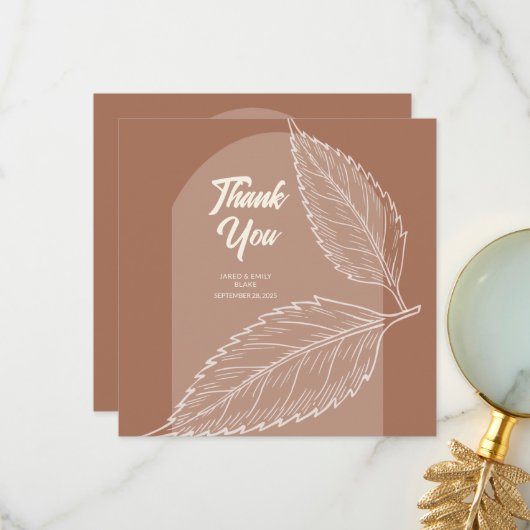 Verlaat Mocha Wedding Dank u kaarten (Voorkant / Achterkant in situ)