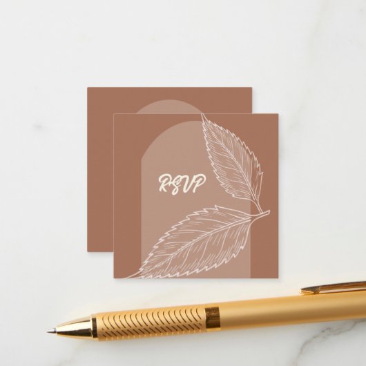 Verlaat Mocha Wedding QR Enclosure Kaart (Voorkant / Achterkant in situ)