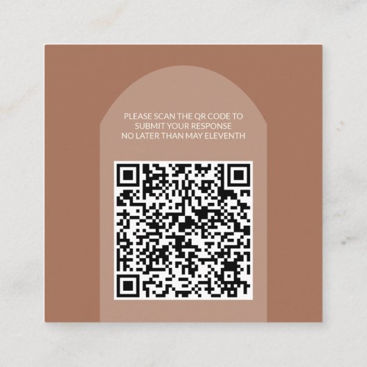 Verlaat Mocha Wedding QR Enclosure Kaart (Achterkant)