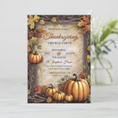 Verlaat pompoenen  Thanksgiving Dinner Party Kaart (Staand voorkant)