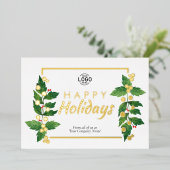 Verlaat Prettige feestdagen Real Gold Foil Kaart (Staand Voorkant)