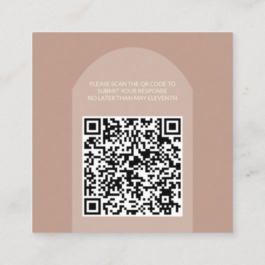 Verlaat Soft Mocha Wedding QR Enclosure Kaart (Achterkant)