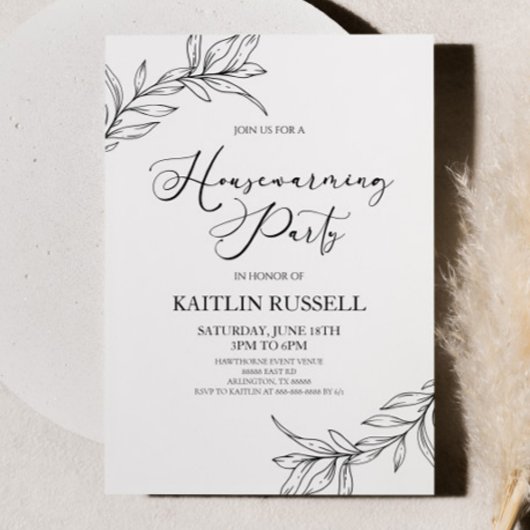 Verlaat takken minimalistisch Housewarming Party Kaart
