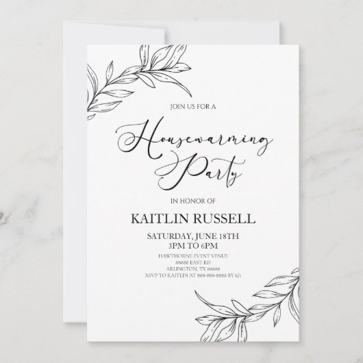 Verlaat takken minimalistisch Housewarming Party Kaart (Voorkant)