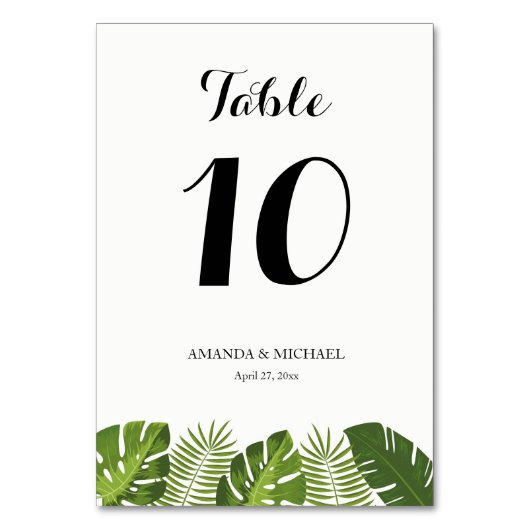 Verlaat tropische trouwtafel nummerkaart kaart (Voorkant)