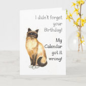 Verlaat Verjaardag Kaart - Birman Cat (Gele Bloem)