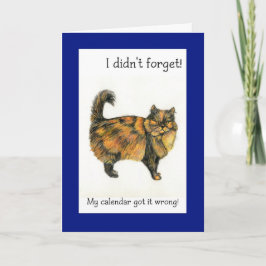 Verlaat Verjaardag Kaart - Longhaired Brown Tabby