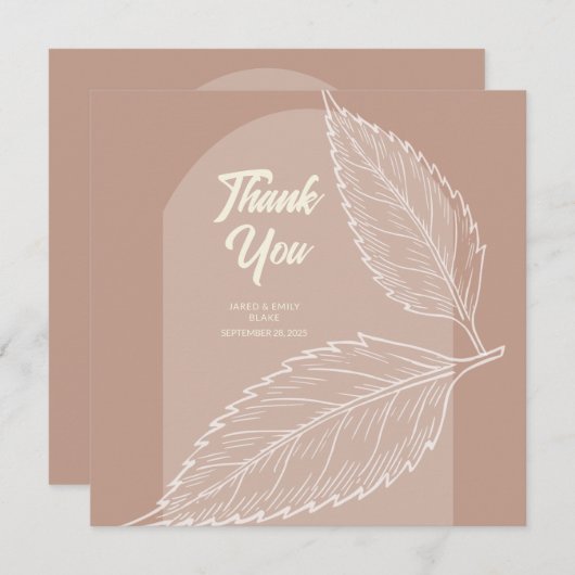 Verlaat Zachte Mocha bruiloft Dank u kaarten (Voorkant / Achterkant)