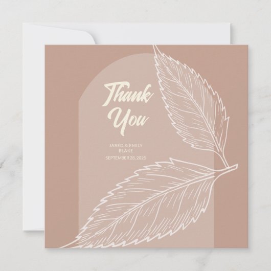 Verlaat Zachte Mocha bruiloft Dank u kaarten (Voorkant)