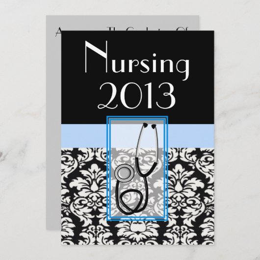 Verlangde Afstuderen Graduation Invitations Damask Kaart (Voorkant / Achterkant)