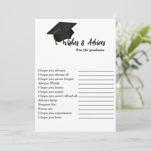 Verlangen en adviezen voor het spel afstuderen kaart (Staand voorkant)