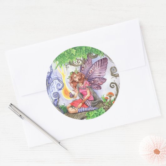 Verlangende kleurrijke fee Sticker (Envelop)