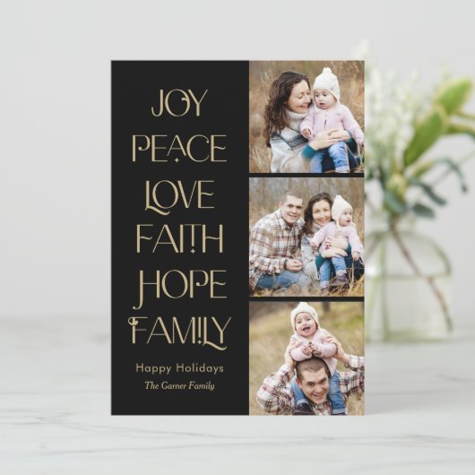 Verlanglijst Woorden BEWERKBARE KLEUR Vakantiefoto Feestdagenkaart (Staand voorkant)