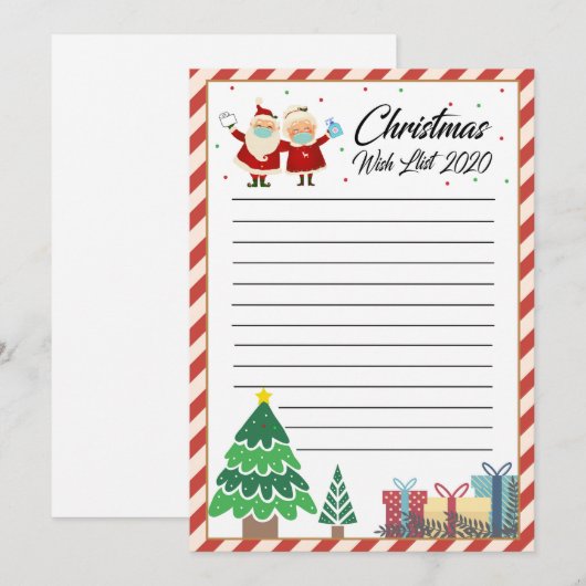 Verlanglijstje voor kerst 2020 kaart (Voorkant / Achterkant)