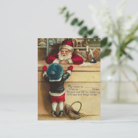 Verlanglijstje voor Santa Victoriaans Child Talks Feestdagenkaart (Staand voorkant)