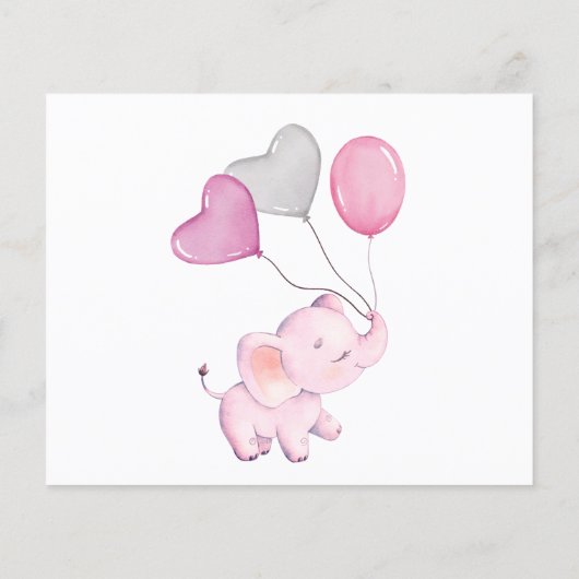 Verlangt Baby | Baby olifant | KAART BABY SHOWER (Achterkant)