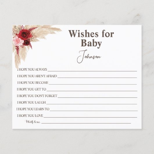 Verlangt Baby | Pampas Grass | KAART BABY SHOWER (Voorkant)