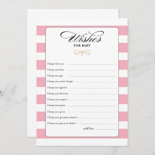 Verlangt de Kaart van het Spel van de Baby - Roze (Voorkant / Achterkant)