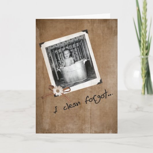 Verlate Birthda-baby in oude wastafel Kaart (Voorkant)