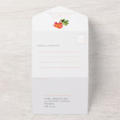 Verlate bruiloft thee roos waterverf koraal sinaas all in one uitnodiging (Buitenkant)