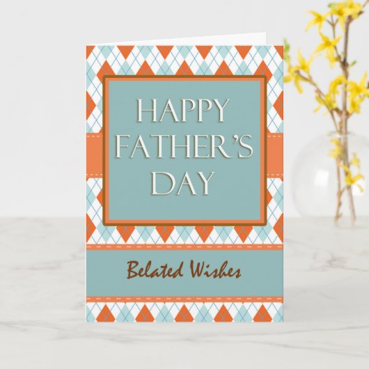 Verlate Vaderdag wensen, Argyle ontwerp Kaart (Gele Bloem)