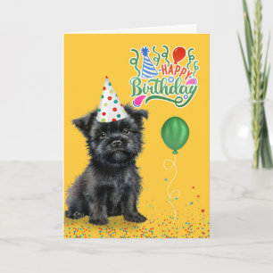 Verlate Verjaardag Affenpinscher Hond in een Party Kaart