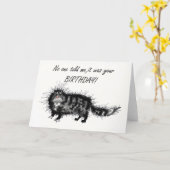 Verlate verjaardag, chagrijnige kat. kaart (Gele Bloem)