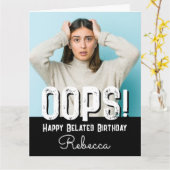 Verlate verjaardag foto aangepaste naam Kaart (Gele Bloem)