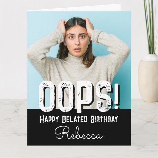 Verlate verjaardag foto aangepaste naam Kaart (Voorkant)