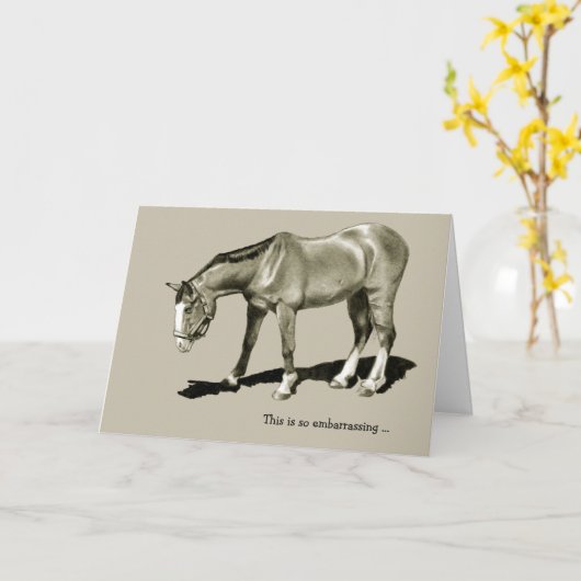 Verlate verjaardag: gedeprimeerd paard, beschamend kaart (Gele Bloem)